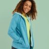 Dames Kleding Weird Fish | Weird Fish Chicoa Full Zip Classic Macaroni Hoody Cyan