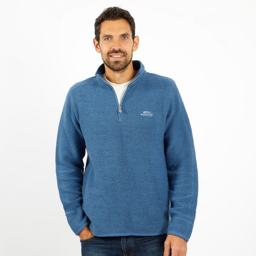 Heren Kleding Weird Fish | Weird Fish Stern 1/4 Zip English Blue